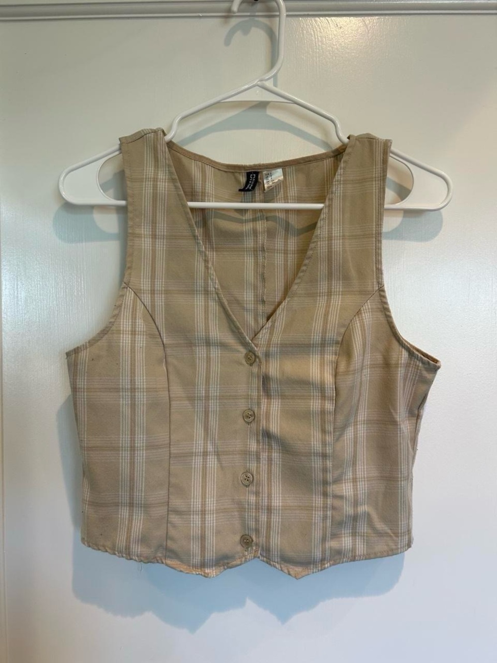 H&M Cropped Plaid Suit Vest
